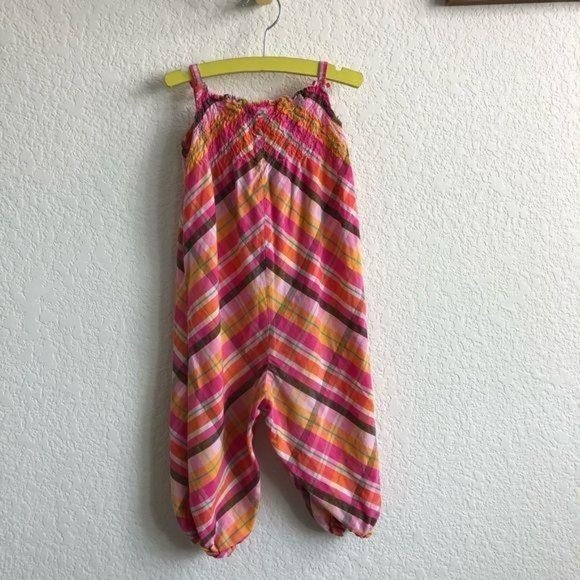 H&M Paris Plaid Trapeze Smocked Playsuit Jumpsuit - Picture 7 of 8